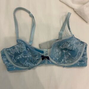 Victoria Secret Angels Blue Denim Bra 34B Sparkly Glitter